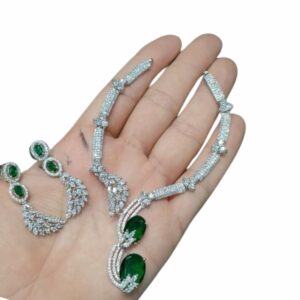 Musq Collection – Premium Green Drop Zircon Necklace Set